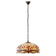 Additional picture of Interiors 1900 Beige Dragonfly Large Tiffany Ceiling Pendant Light