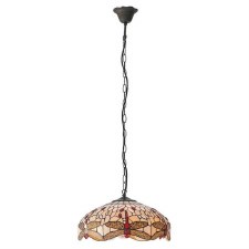 Additional picture of Interiors 1900 Beige Dragonfly Medium Tiffany Ceiling Pendant Light
