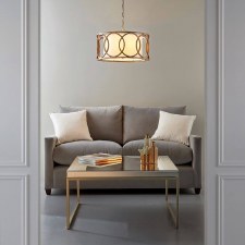 Additional picture of Cattistock 4 Light Framed Pendant Brushed Gold