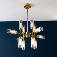 Additional picture of Corscombe 12 Light Ribbed Pendant Satin Brass