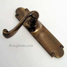 Additional picture of Aston Victorian Scroll Door Handles Antique Brass Unlacquered