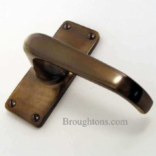 Additional picture of Aston Door Handles Short Plate Antique Brass Unlacquered