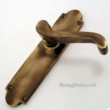 Additional picture of Aston Victorian Door Handles Antique Brass Unlacquered