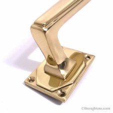 Additional picture of Aston Door Pull Handle Art Deco Polished Brass Unlacquered