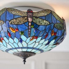 Additional picture of Interiors 1900 Blue Dragonfly Tiffany Medium Flush Light