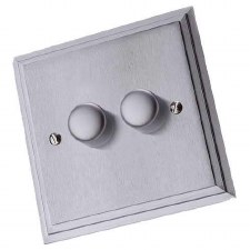 Additional picture of Edwardian Dimmer Switch 2 Gang Satin Chrome