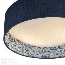 Additional picture of Down House Flush Ceiling Light Blue Patterned Shade
