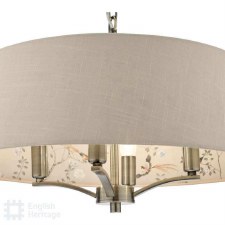 Additional picture of Marble Hill 4 Light Pendant Aged Brass with Taupe Patterned Shade