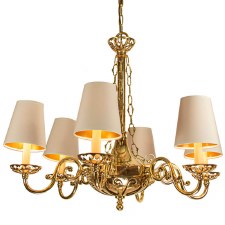 Additional picture of Empire 6 Arm Pendant Chandelier Light Polished Brass Unlacquered