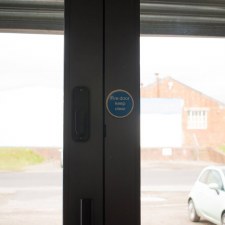 Additional picture of Fire Door Keep Clear Door Sign Satin Stainless Steel