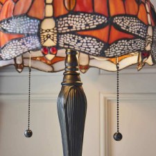 Additional picture of Interiors 1900 Flame Dragonfly Tiffany Table Lamp