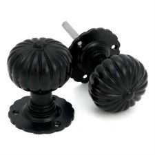 Additional picture of From The Anvil Flower Mortice Door Knobs Black