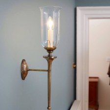 Additional picture of Grosvenor Wall Light with Storm Glass Renovated Brass