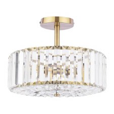 Additional picture of Laura Ashley Fernhurst 3 Light Semi Flush Ceiling Antique Brass
