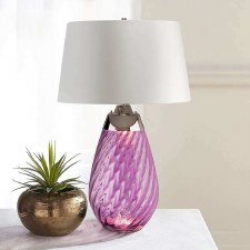Additional picture of Elstead Lena Large Dual Light Plum Glass Table Lamp with White Shade