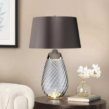 Additional picture of Elstead Lena Large Dual Light Smoke Glass Table Lamp with Slate Shade