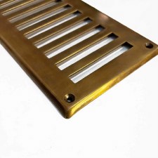 Additional picture of Plain Slotted Air Vent with Bevel Edge 10" x 4" Antique Satin Brass Unlacquere