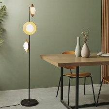 Additional picture of Plush 3 Light Globe Floor Lamp Gold & Dark Bronze