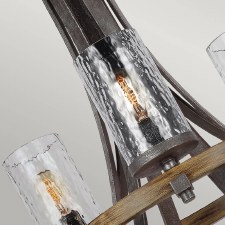 Additional picture of Quintiesse Angelo 9 Light Chandelier Slate Grey & Weathered Oak