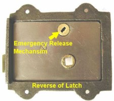 Additional picture of Rearsby Rim Latch 4.1/2" with Emergency Release Renovated Brass