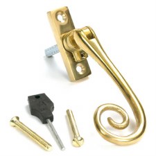 Additional picture of From The Anvil Slim Monkey Tail Espag Window Handle Polished Brass LH