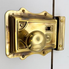 Additional picture of Broughton Victorian Rim Latch Renovated Brass LH