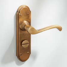 Additional picture of Coronet Bathroom Door Handles Antique Satin Brass