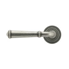 Additional picture of From The Anvil Regency Rose Door Handle Art Deco Pewter