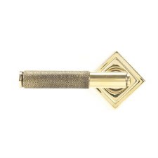 Additional picture of From The Anvil Brompton Lever Door Handles Square Aged Brass Sprung