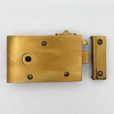 Additional picture of Broughtons 5" Bathroom Rim Latch Left Hand Antique Satin Brass