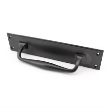 Additional picture of From The Anvil Art Deco Pull Handle on Backplate Small Aged Bronze