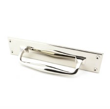 Additional picture of From The Anvil Art Deco Pull Handle on Backplate Small Polished Nickel