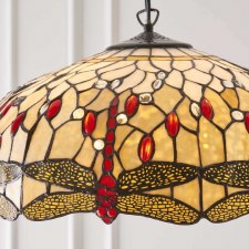 Additional picture of Interiors 1900 Beige Dragonfly Large Tiffany Ceiling Pendant Light
