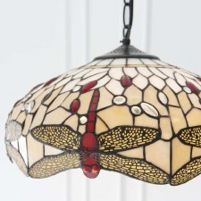 Additional picture of Interiors 1900 Beige Dragonfly Medium Tiffany Ceiling Pendant Light