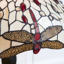 Additional picture of Interiors 1900 Beige Dragonfly Medium Tiffany Table Lamp