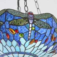Additional picture of Interiors 1900 Blue Dragonfly Medium Inverted Tiffany Ceiling Light