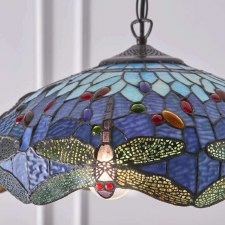 Additional picture of Interiors 1900 Blue Dragonfly Medium Tiffany Ceiling Pendant Light