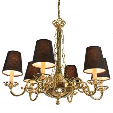Additional picture of Empire 6 Arm Pendant Chandelier Light Polished Brass Unlacquered