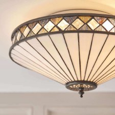 Additional picture of Interiors 1900 Fargo Tiffany Flush Ceiling Light