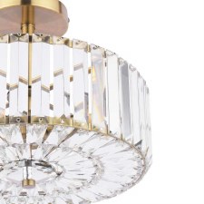 Additional picture of Laura Ashley Fernhurst 3 Light Semi Flush Ceiling Antique Brass