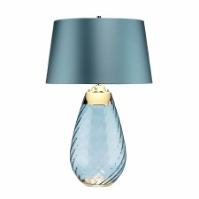 Additional picture of Elstead Lena Large Dual Light Blue Glass Table Lamp with Blue Shade