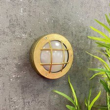 Additional picture of Compact Navigator Bulkhead Light Raw Brass