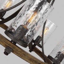 Additional picture of Quintiesse Angelo 5 Light Chandelier Slate Grey & Weathered Oak