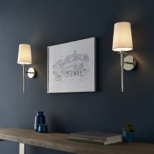 Additional picture of Portesham Wall Light Polished Nickel & White Shade