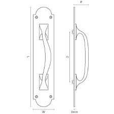 Additional picture of Croft 1651R Pull Handle on Backplate 8" Polished Brass Unlacquered