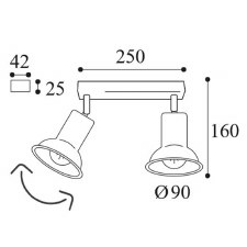 Additional picture of Genziana Double Spot Light 1412 E27 Bronzed
