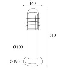 Additional picture of Torcia Small Bollard 1873 Aged Copper Opal Glass