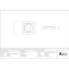 Additional picture of From The Anvil Round Euro Profile Escutcheon Square Matt Black