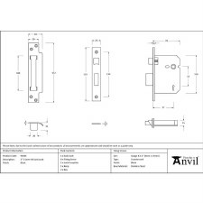 Additional picture of From The Anvil 5 Lever Sash Lock BS 3" Black