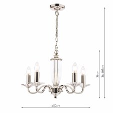Additional picture of Laura Ashley Carson 5 Light Chandelier Polished Nickel